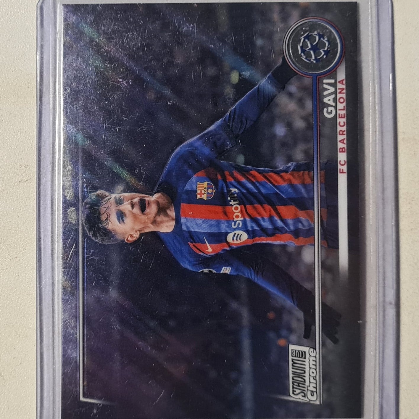 Gavi Topps Chrome stadium club 2023 Champions league #68 football Barcelona ex-Mint sleeved