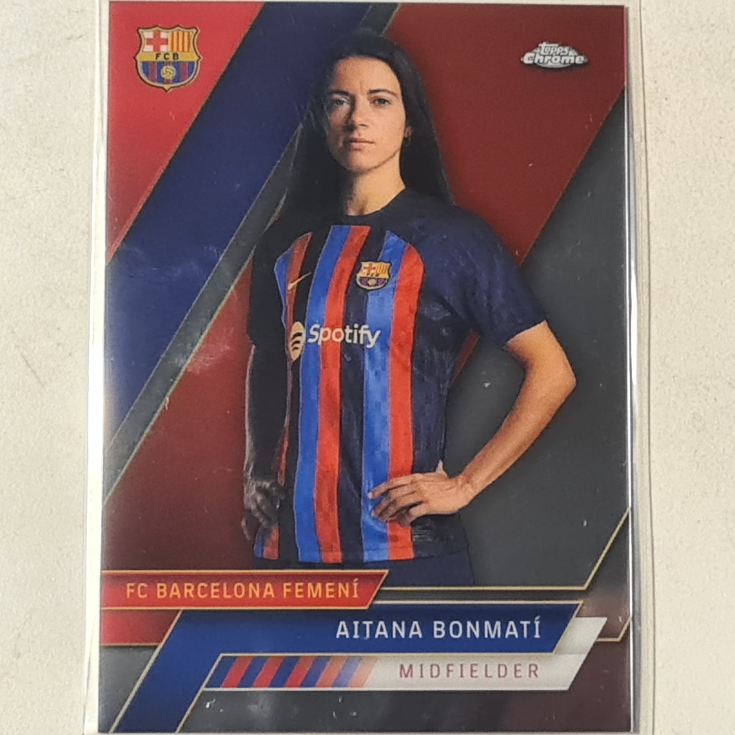 Aitana Bonmati 2023 Topps Chrome Barcelona set #7 football Barcelona ex-Mint sleeved