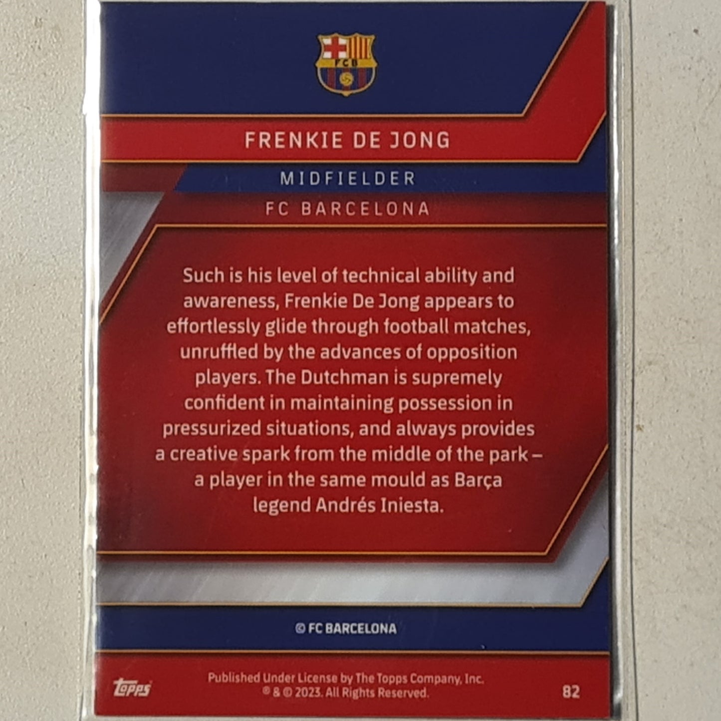 Frenkie De Jong 2023 Topps Chrome Barcelona set #82 football Barcelona ex-Mint sleeved