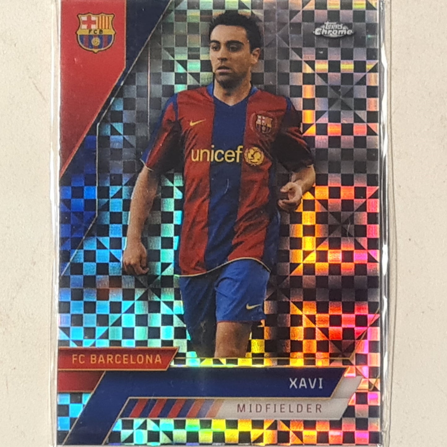 Xavi 2023 Topps Chrome Barcelona set checked holo #51 football Barcelona ex-Mint sleeved