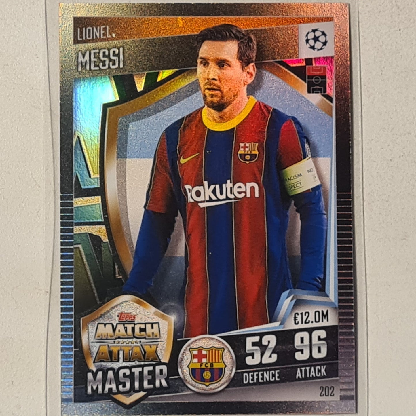 Lionel Messi 2021 Topps Match Attax Master  #202 football Barcelona excellent sleeved