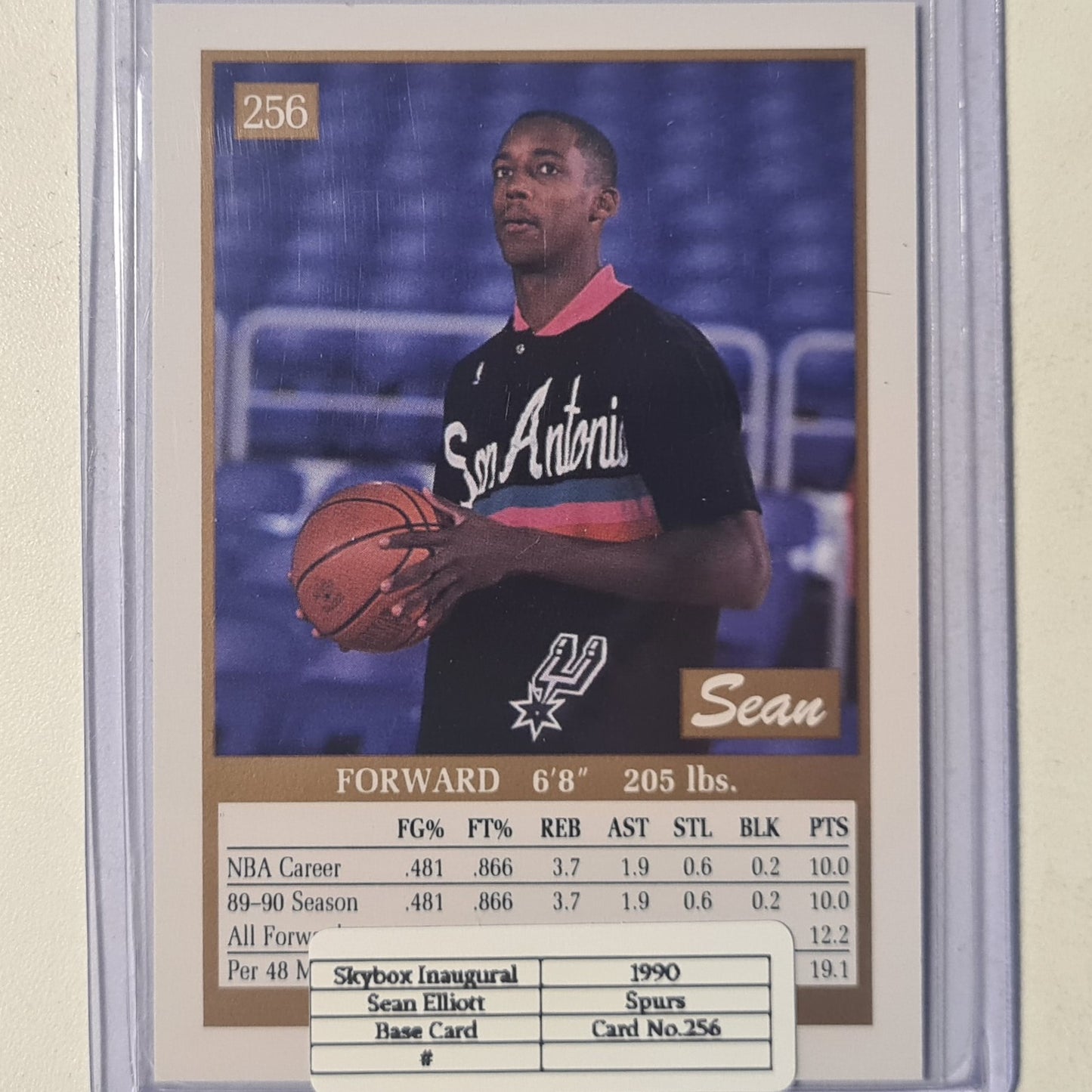 Sean Elliott 1990 Skybox inaugural #256 NBA Basketball San Antonio Spurs excellent NR mint sleeved