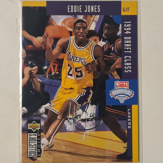 Eddie Jones 1994 Upper-Deck silver printed auto variant  rookie RC #415 NBA Basketball LA Lakers excellent sleeved