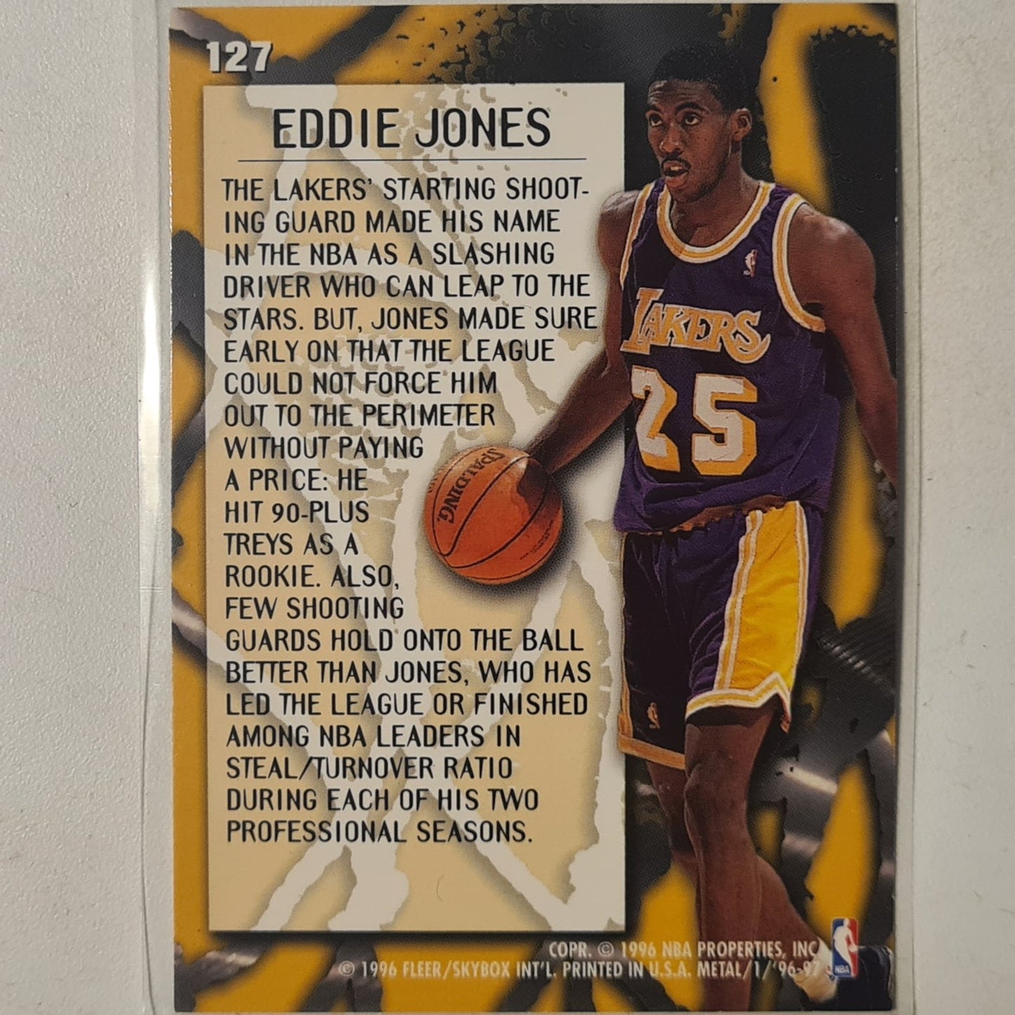 Eddie Jones 1996 Fleer Metal 96-97 Metallized #127 NBA Basketball LA Lakers Ex-NR mint