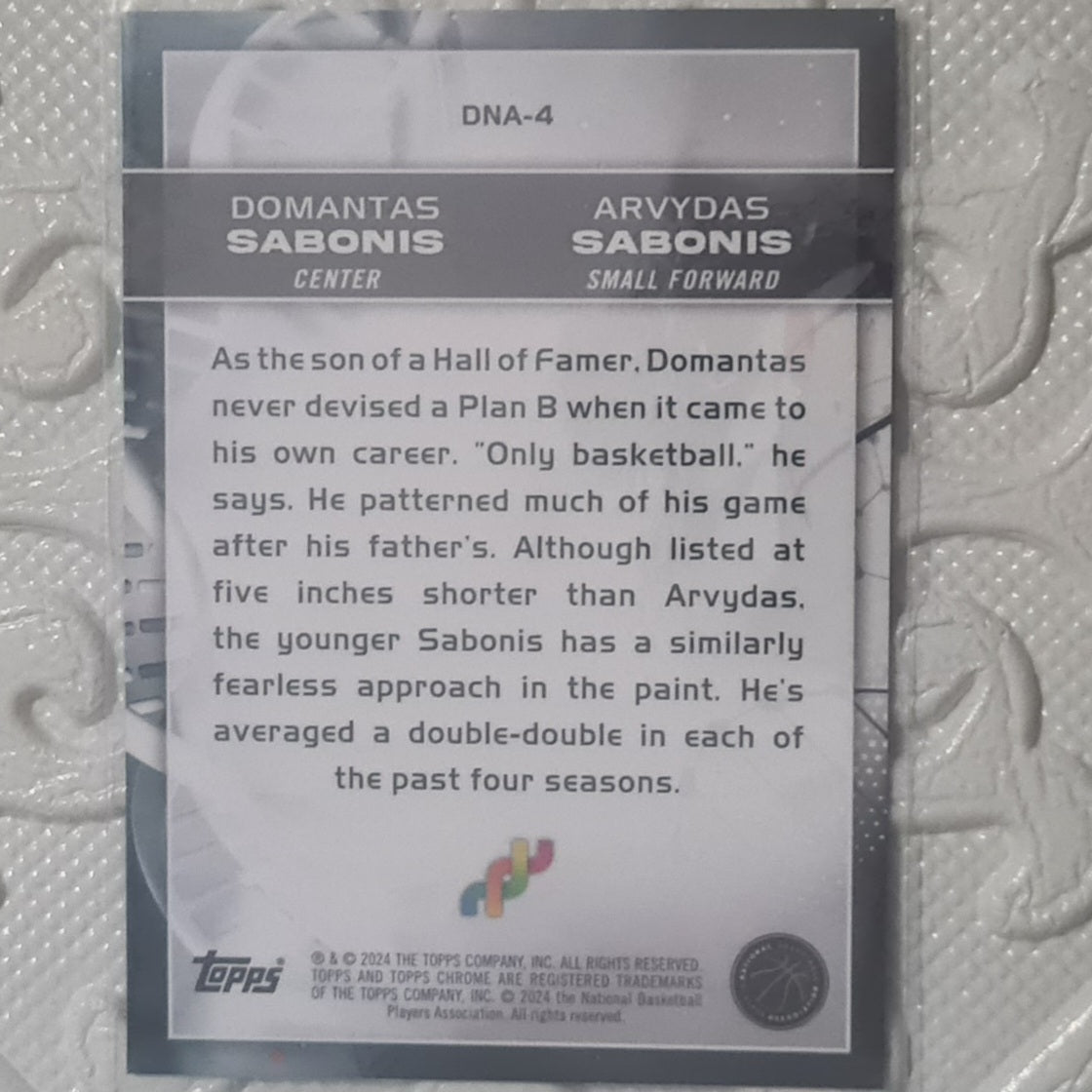 Domantas Arvydas Sabonis 2024 Topps Chrome Father son  DNA-4 NBA Basketball Portland ex-mint