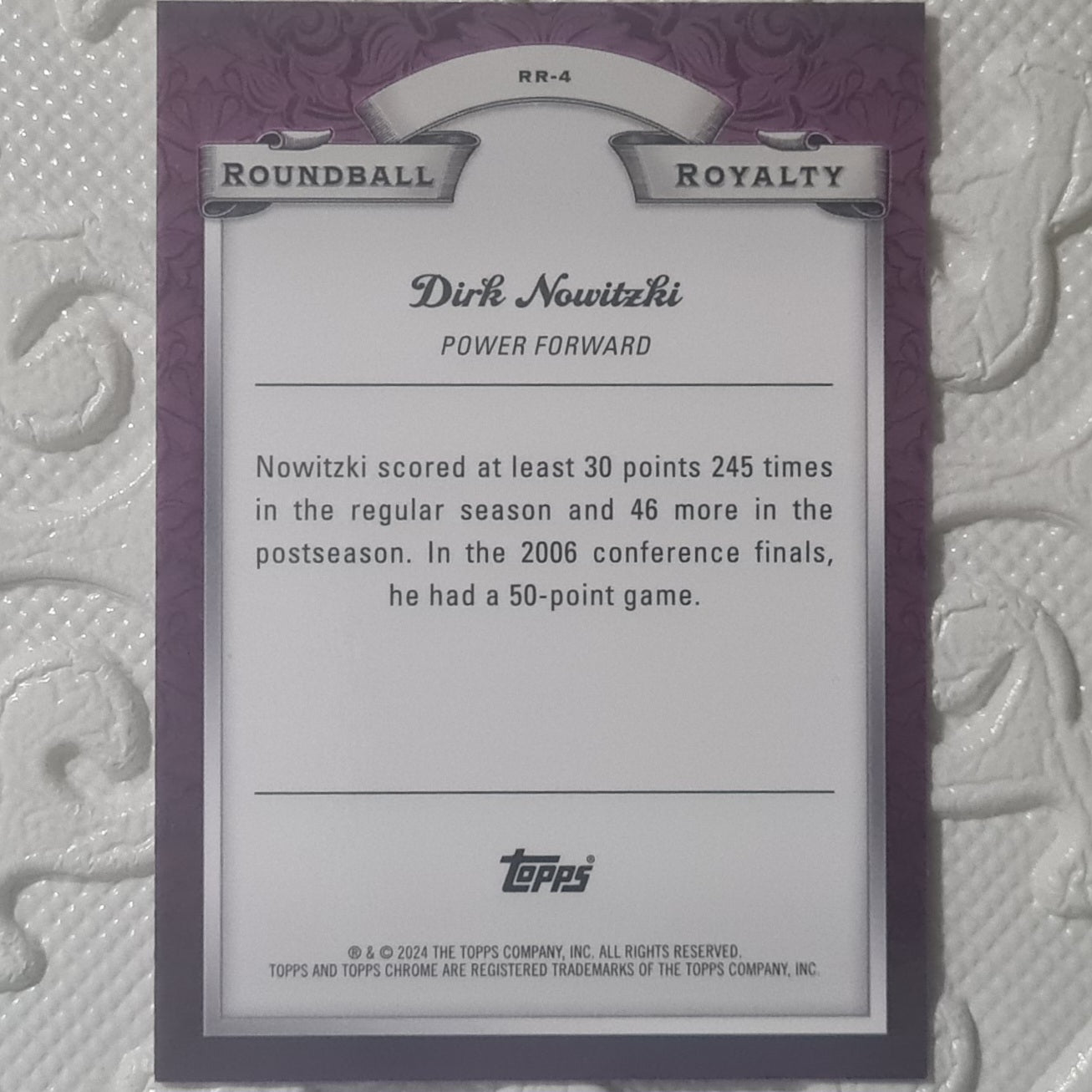 Dirk Nowitzki 2024 Topps Chrome roundball royalty refractor  RR-4 NBA Basketball Dallas Mavericks ex-mint
