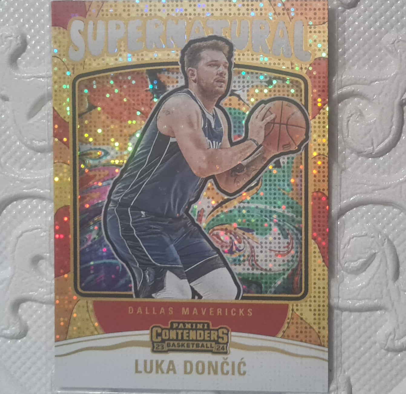 Luka Doncic 2023-24 Panini Contenders supernatural gold holo  #18 NBA Basketball Dallas Mavericks mint