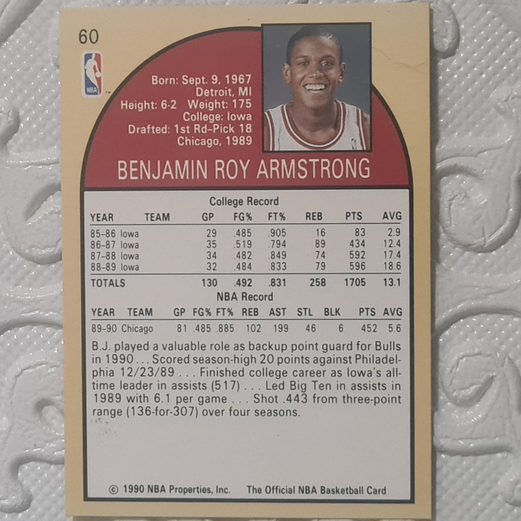 BJ Armstrong 1990 NBA Hoops Basketball Rookie RC #60 NBA Basketball Chicago Bulls excellent