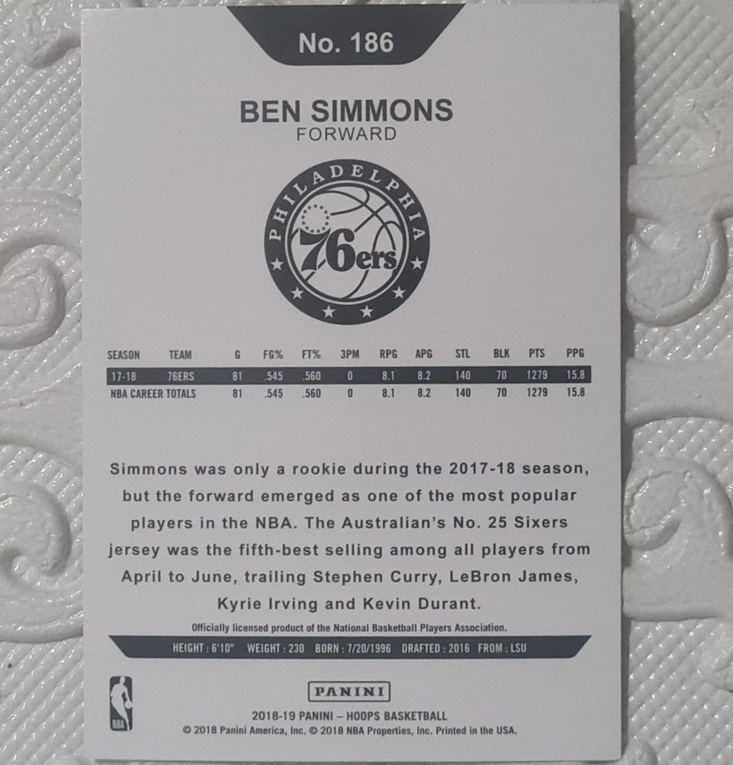 Ben Simmons 2018-19 Panini NBA Hoops blue variant #186 NBA Basketball Philadelphia 76ers excellent