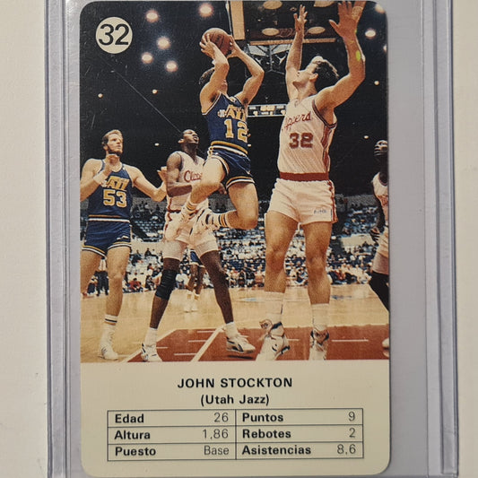 John Stockton 1988 Fournier Estrellas Spanish card #32 NBA Basketball Utah Jazz excellent sleeved