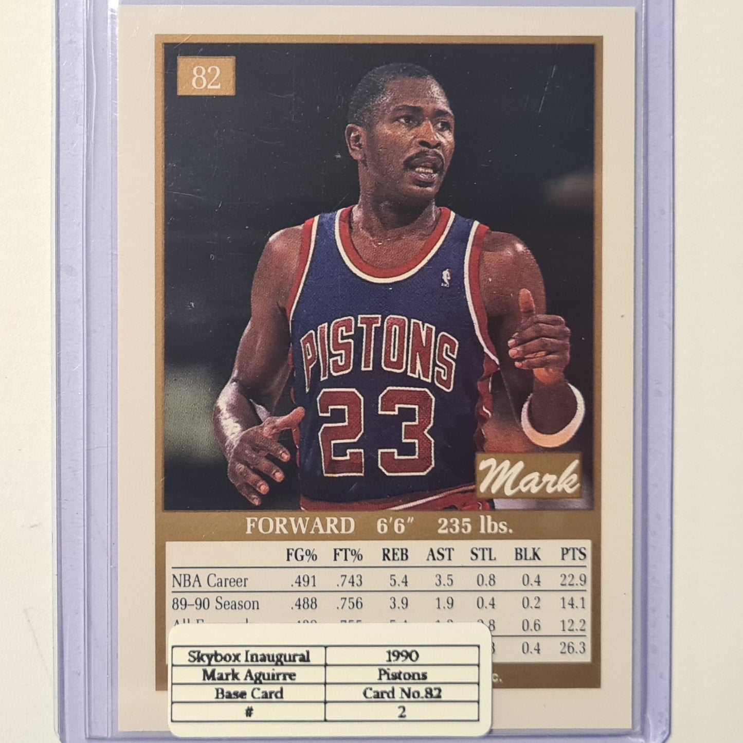 Mark Aguirre 1990 Skybox Inaugural #82 NBA Basketball Detroit Pistons ex-mint sleeved