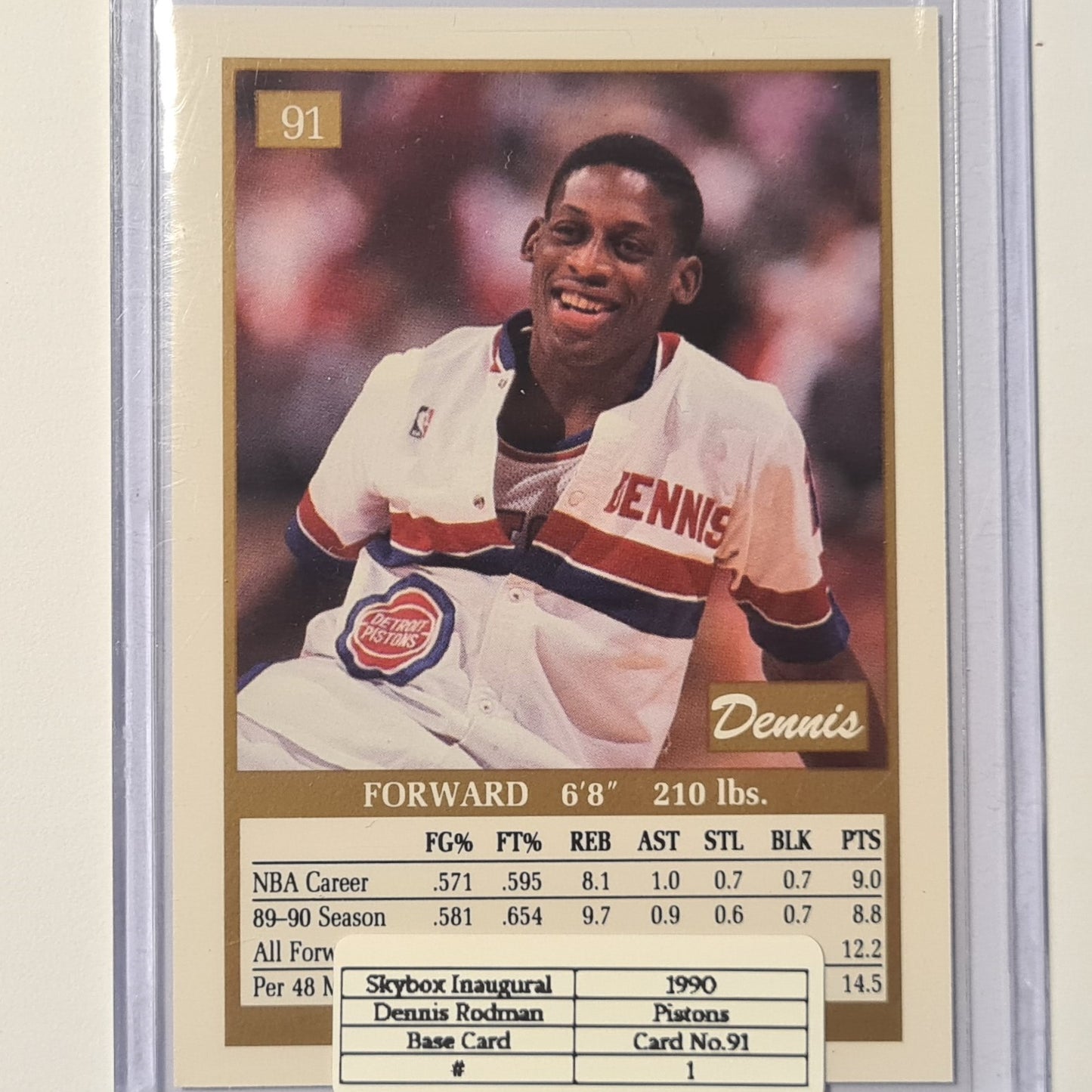 Dennis Rodman 1990 Skybox inaugural #91 NBA Basketball Detroit Pistons ex-mint sleeved