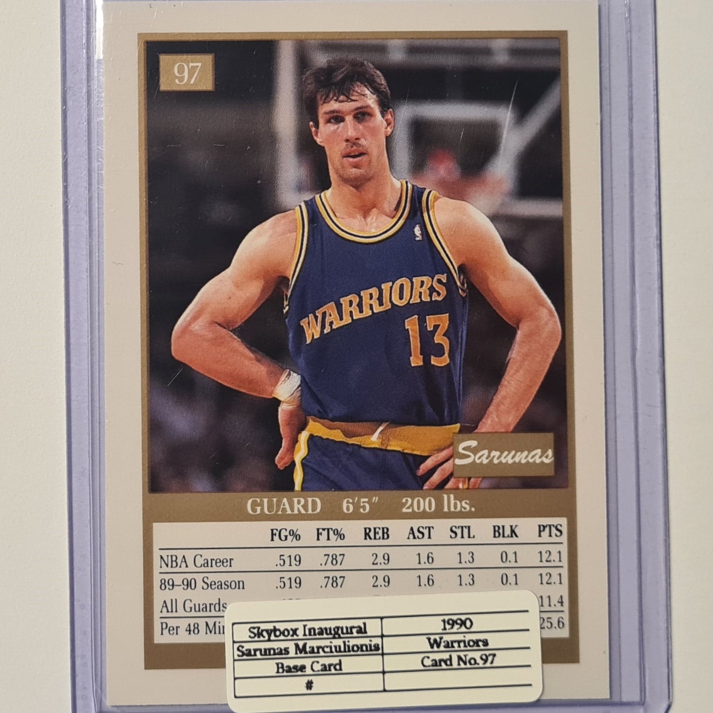 Sarunas Marciulionis 1990 Skybox inaugural #97 NBA Basketball Golden State Warriors ex-mint sleeved