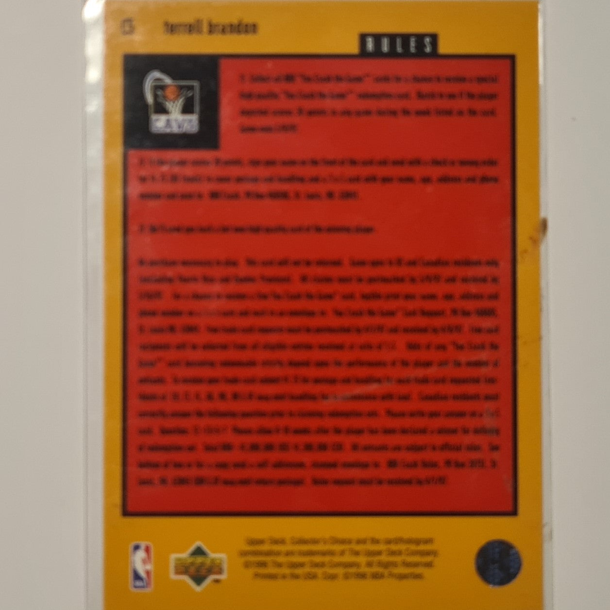 Terrell Brandon 1996 Upper-Deck you crash the game C5 NBA Basketball Cleveland Cavaliers Excellent Sleeved