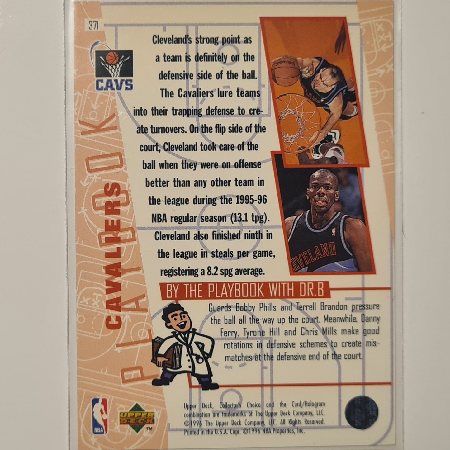 Terrell Brandon 1996 Upper-Deck Collectors choice playbook NBA Basketball Cleveland Cavaliers Excellent Sleeved