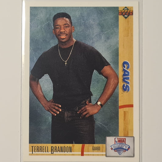Terrell Brandon 1991 Upper-Deck NBA Draft Rookie RC #6 NBA Basketball Cleveland Cavaliers Excellent Sleeved