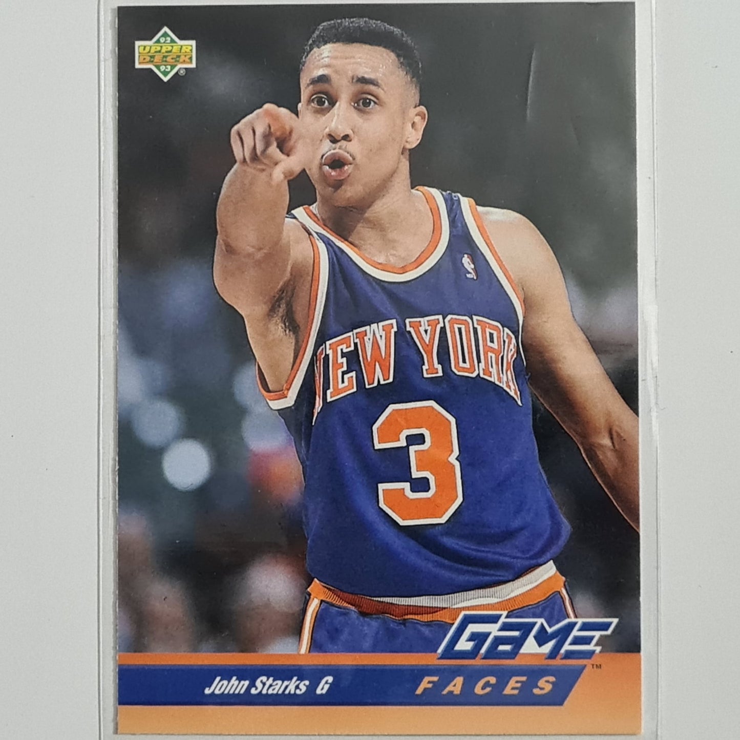 John Starks 1993 Upper-Deck game faces #492 NBA Basketball New York Knicks excellent sleeved