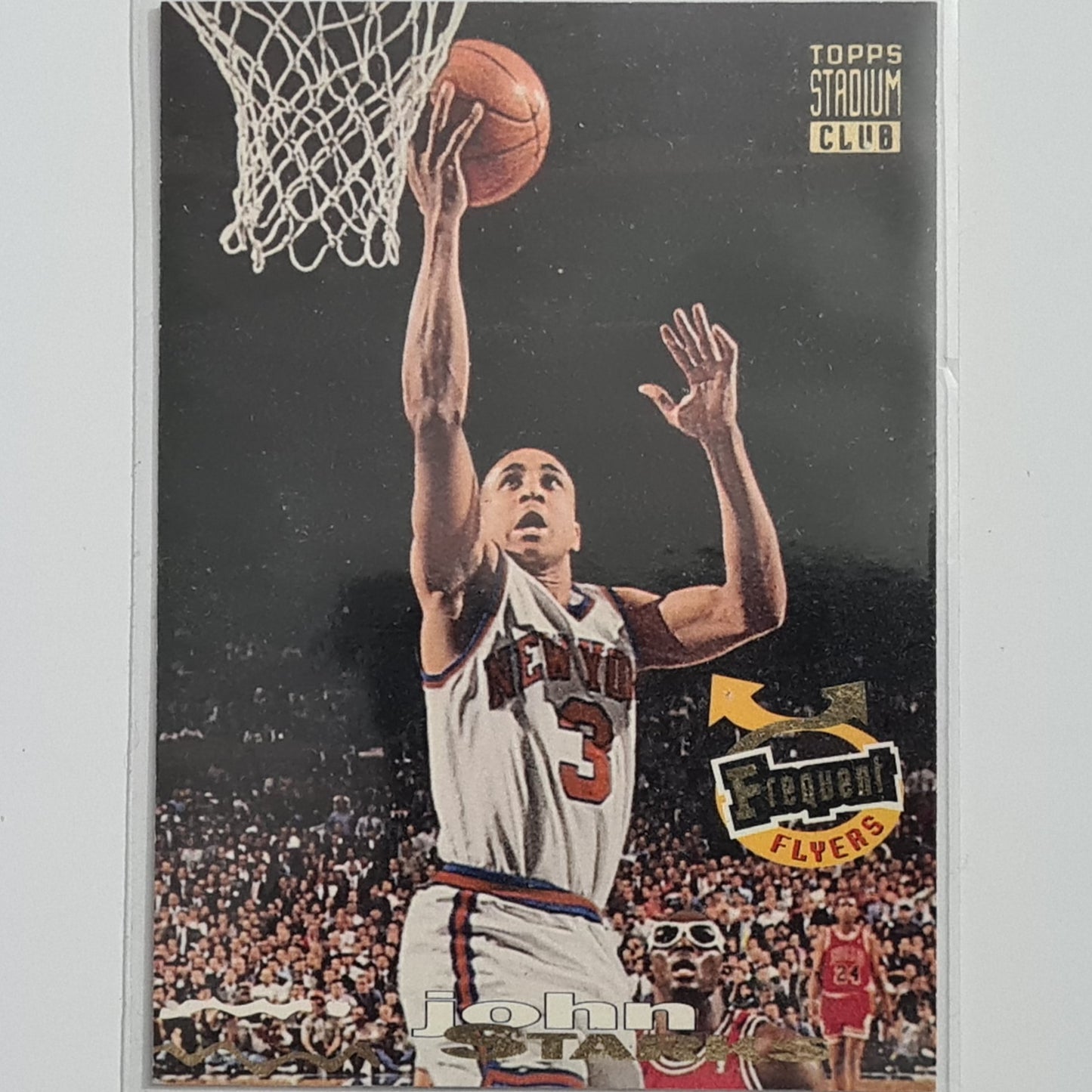 John Starks 1994 Topps stadium club frequent flyers #350 NBA Basketball New York Knicks excellent sleeved