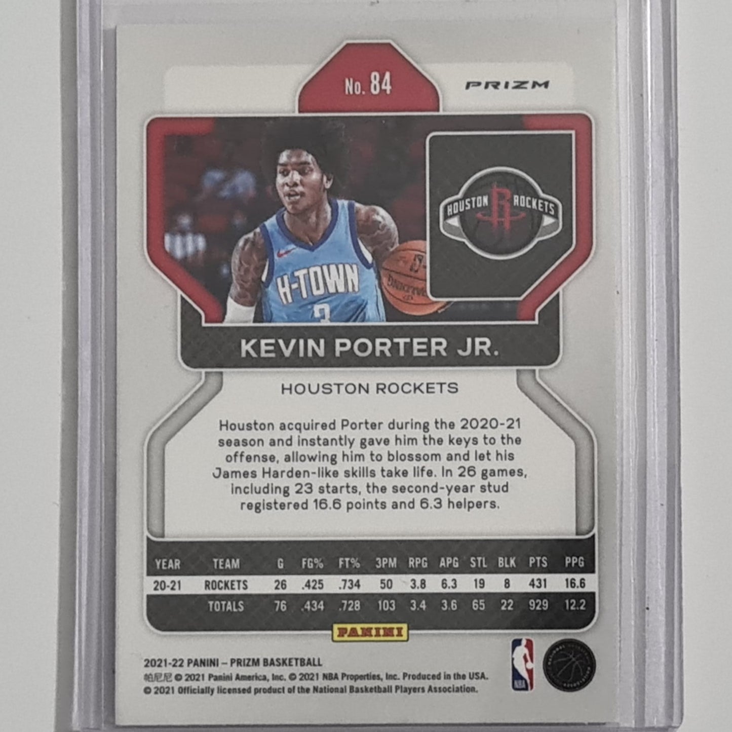 Kevin Porter Jr 2021-22 Panini Prizm blue wave refractor #84 NBA Basketball Houston Rockets excellent/mint sleeved