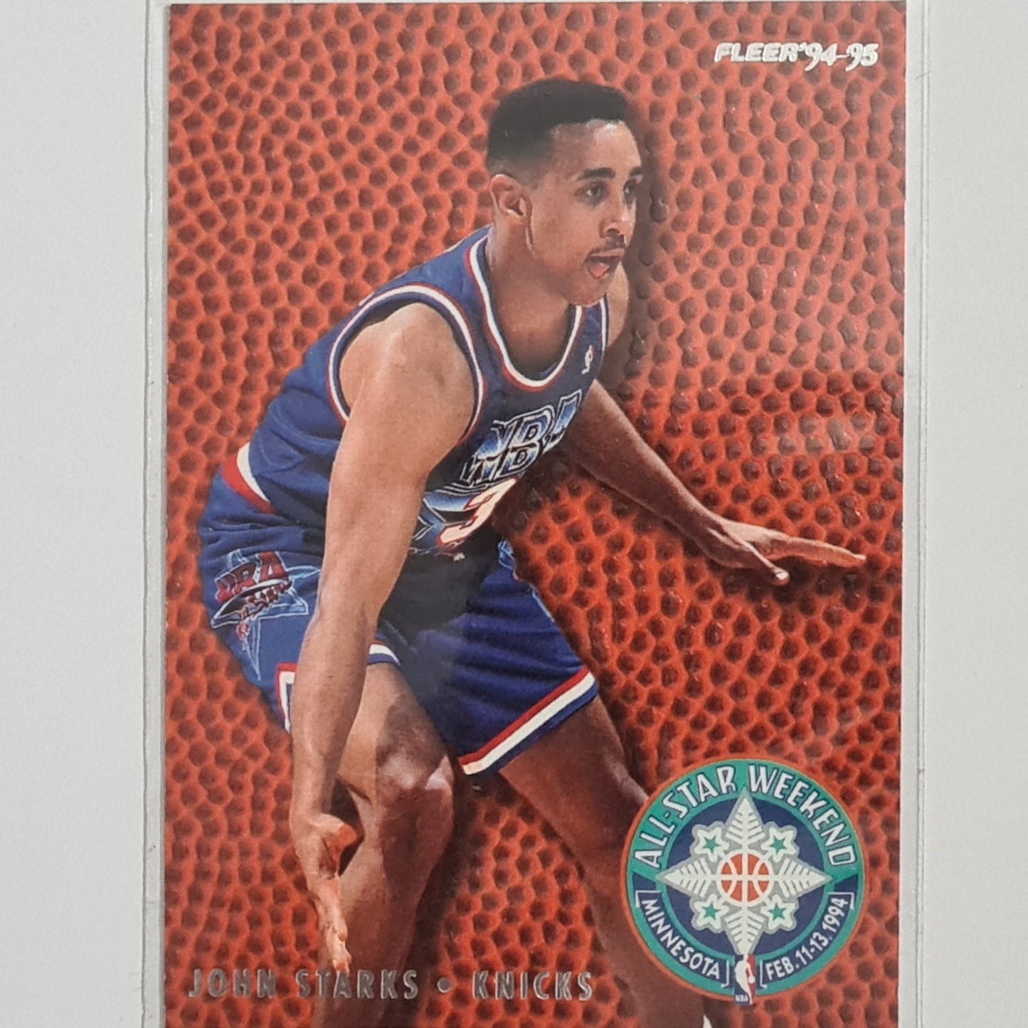 John Starks 1994 Fleer All star weekend embossed  12 OF 26 NBA Basketball New York Knicks excellent sleeved