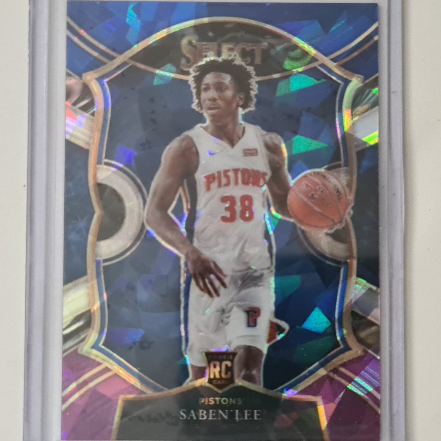 Saben Lee 2021 Panini Select purple blue cracked ice RC Rookie #97 NBA Basketball Detroit Pistons mint