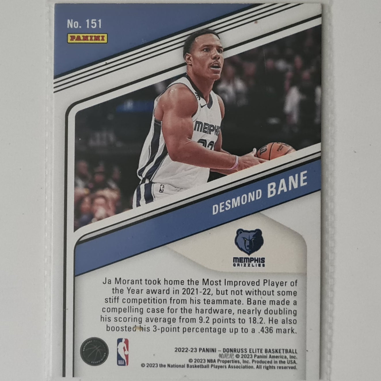 Desmond Bane 2022-23 Panini Donruss elite #151 NBA Basketball Memphis Grizzlies  excellent