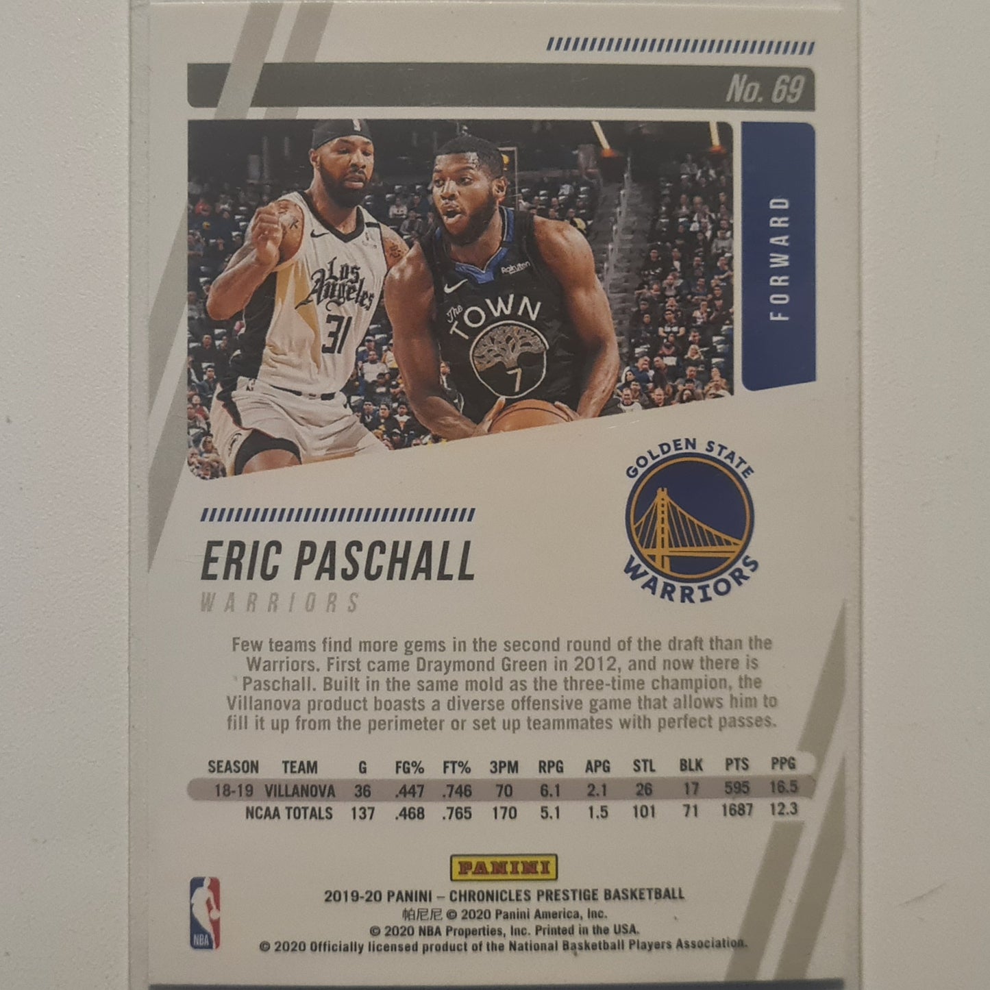 Eric Parshall 2019-20 Panini Prestige Rookie RC #69 NBA Basketball Golden State Warriors ex +