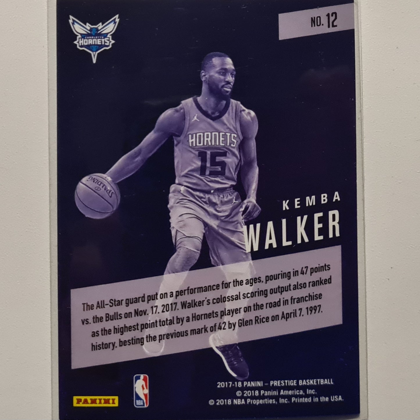 Kemba Walker 2017-18 Panini Prestige stars of the NBA #12 NBA Basketball Charlotte Hornets Excellent