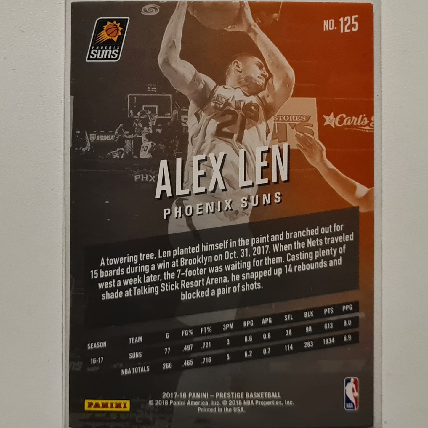 Alex Len 2017-18 Panini Prestige #125 NBA Basketball Phoenix Suns Excellent sleeved