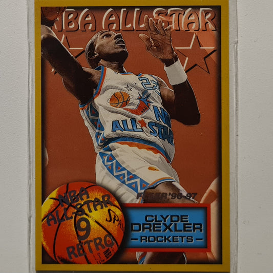 Clyde Drexler 1997 Fleer 96-97 #22 NBA All-Star Rockets 9 retro Excellent sleeved