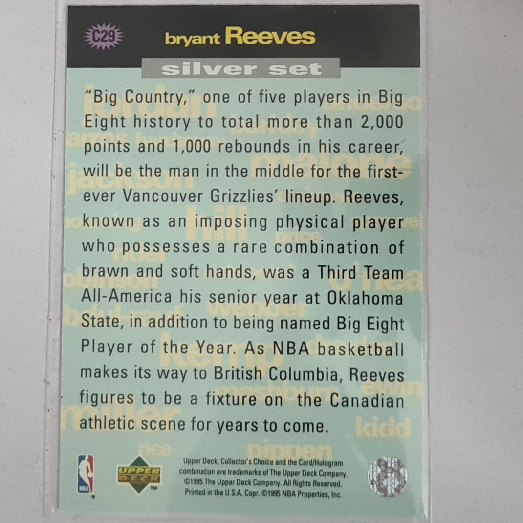 Bryant Reeves 1996 Upper-Deck Crash the game Silver set Rookie RC C29 NBA Basketball Vancouver Grizzlies Excellent
