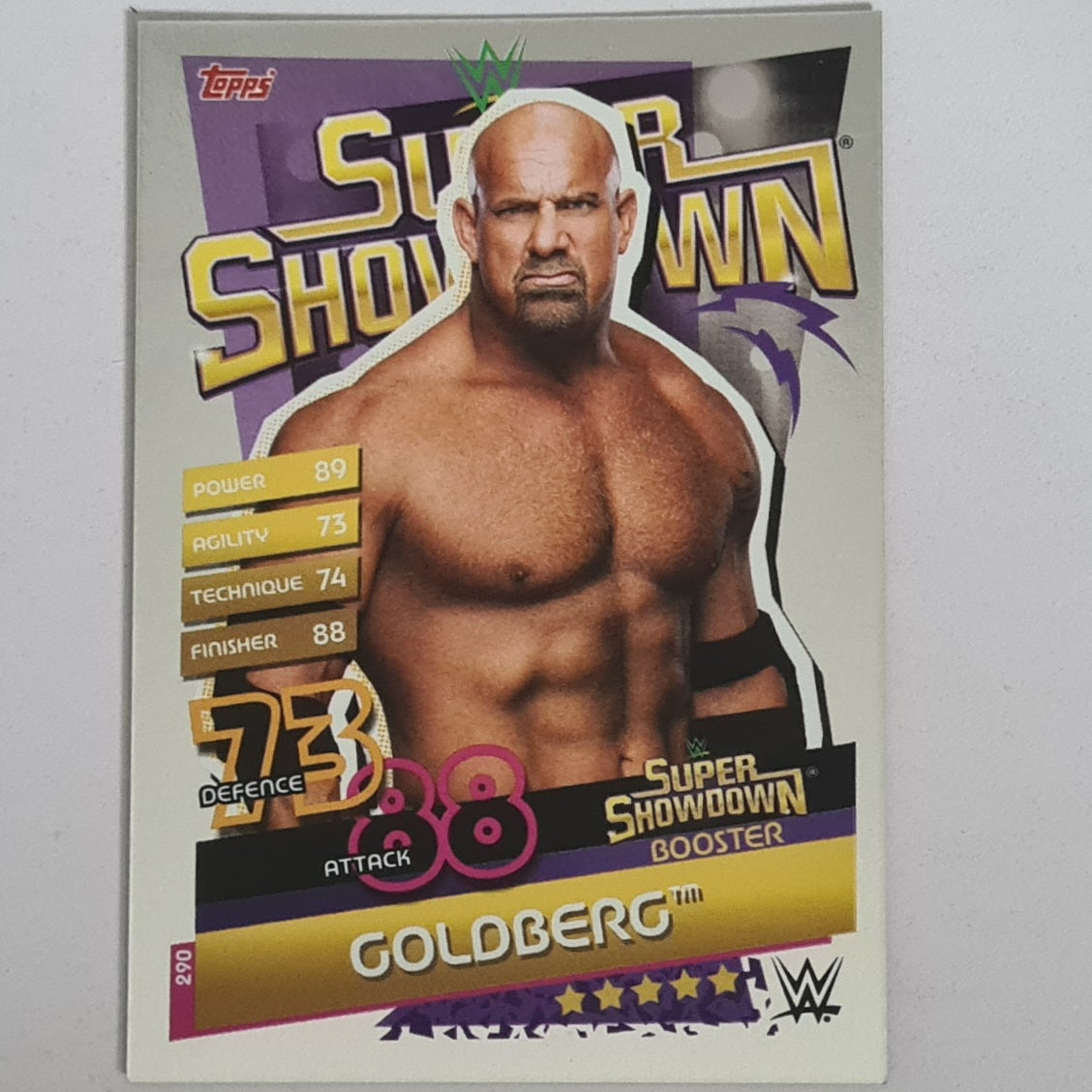 Goldberg 2020 Topps Slam Attax reloaded super showdown foil card #290 WWE Wrestling Excellent