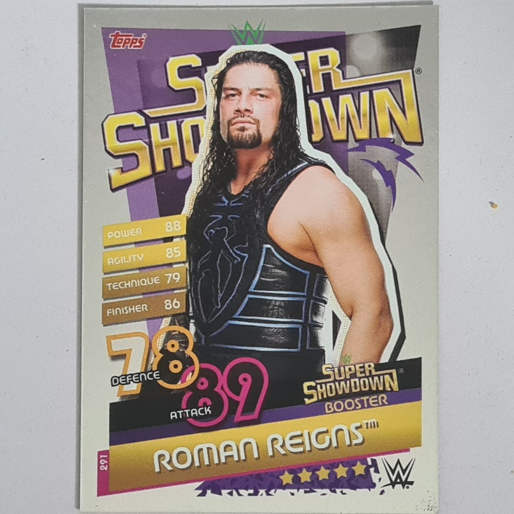 Roman Reigns 2020 Topps Slam Attax reloaded super showdown foil card #291 WWE Wrestling Excellent