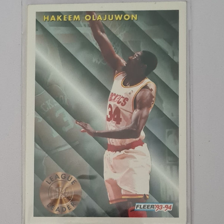 Hakeem Olajuwon 1993 Fleer 93-94 league leader #225 NBA Basketball Houston Rockets excellent