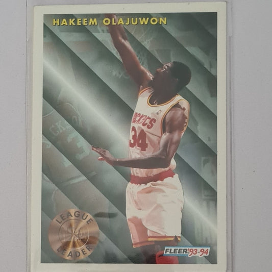 Hakeem Olajuwon 1993 Fleer 93-94 league leader #225 NBA Basketball Houston Rockets excellent