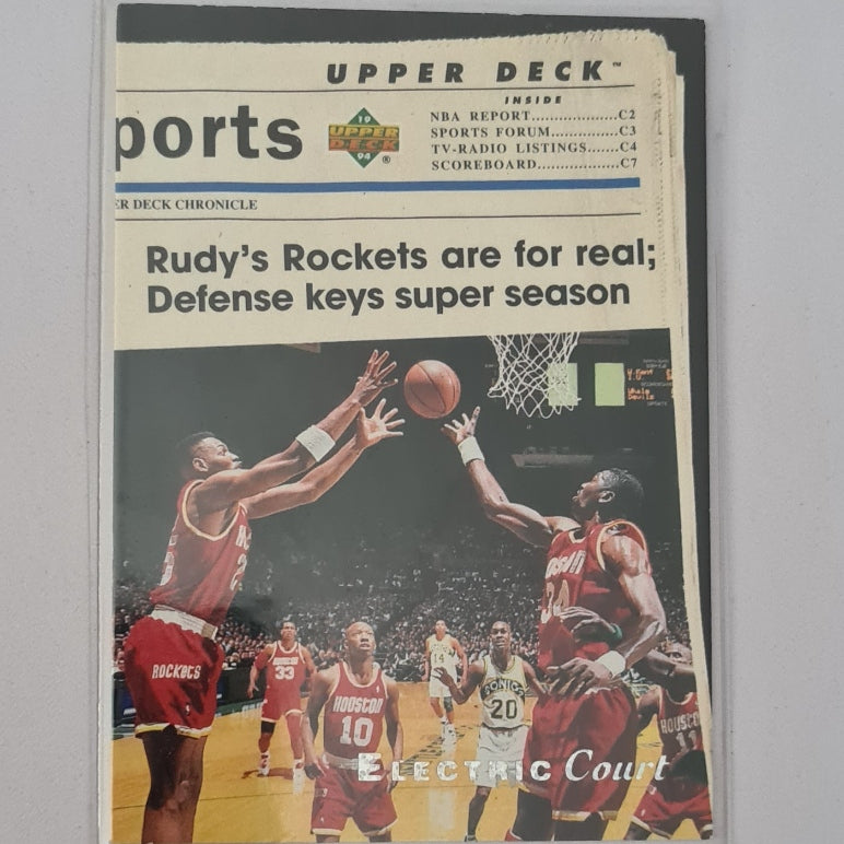 Hakeem Olajuwon 1994 Upper-Deck electric court variant #208 NBA Basketball Houston Rockets very good