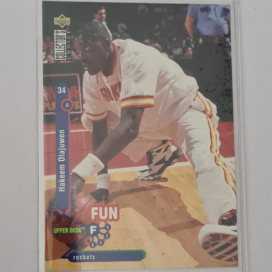 Hakeem Olajuwon 1995 Upper-Deck fun facts #175 NBA Basketball Houston Rockets Excellent