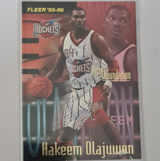 Hakeem Olajuwon 1996 Fleer 95-96 firm foundation #329 NBA Basketball Houston Rockets Excellent