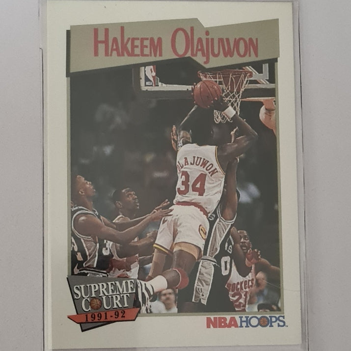 Hakeem Olajuwon 1991 NBA Hoops supreme court #467 NBA Basketball Houston Rockets Excellent