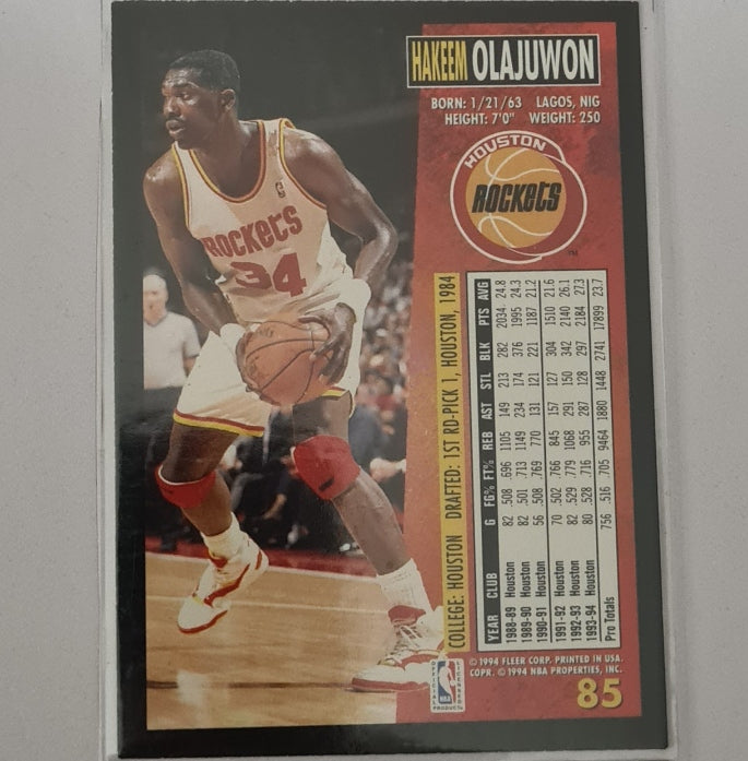 Hakeem Olajuwon 1994 Fleer 94-95 #85 NBA Basketball Houston Rockets Excellent