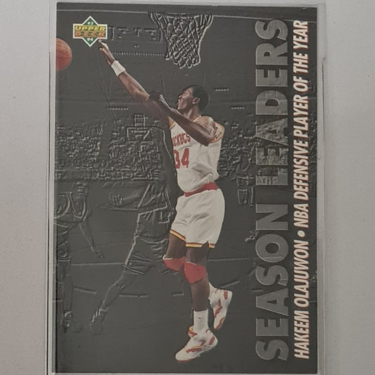 Hakeem Olajuwon 1993 Upper-Deck season leaders defensive #176 NBA Basketball Houston Rockets Excellent