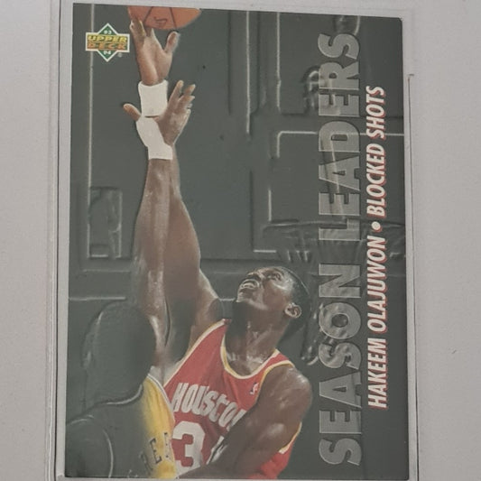 Hakeem Olajuwon 1993 Upper-Deck season leaders blocked shots #170 NBA Basketball Houston Rockets Excellent