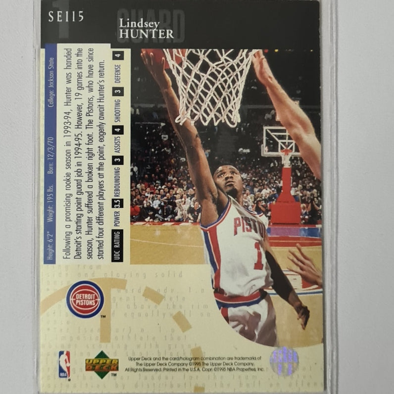 Lindsey Hunter 1995 Upper-Deck foil SE115 NBA Basketball Detroit Pistons excellent