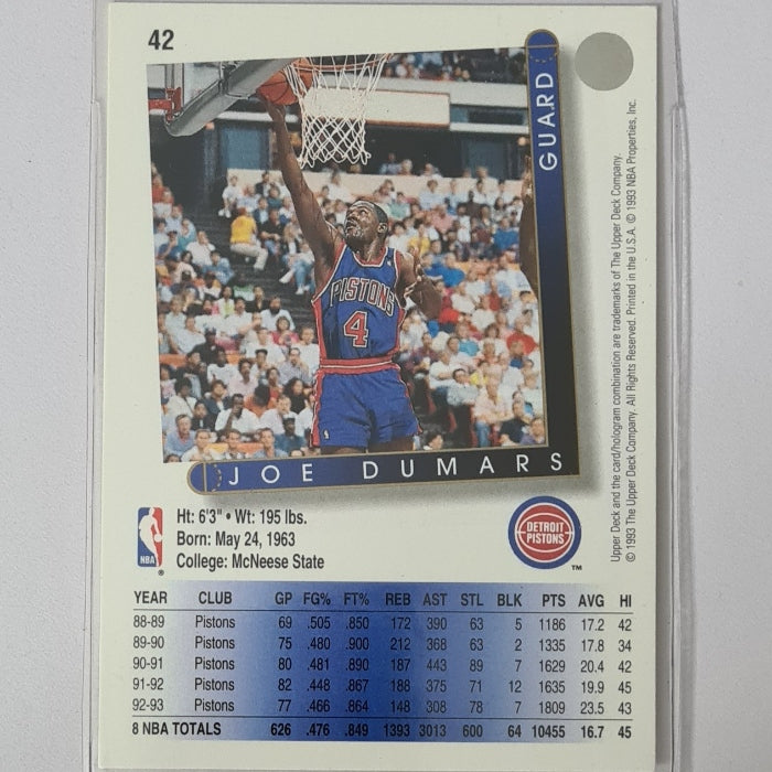 Joe Dumars 1993 Upper-Deck #42 NBA Basketball Detroit Pistons excellent
