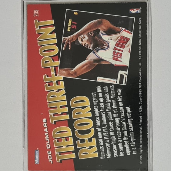 Joe Dumars 1995 Skybox NBA Hoops Milestone #209 NBA Basketball Detroit Pistons excellent