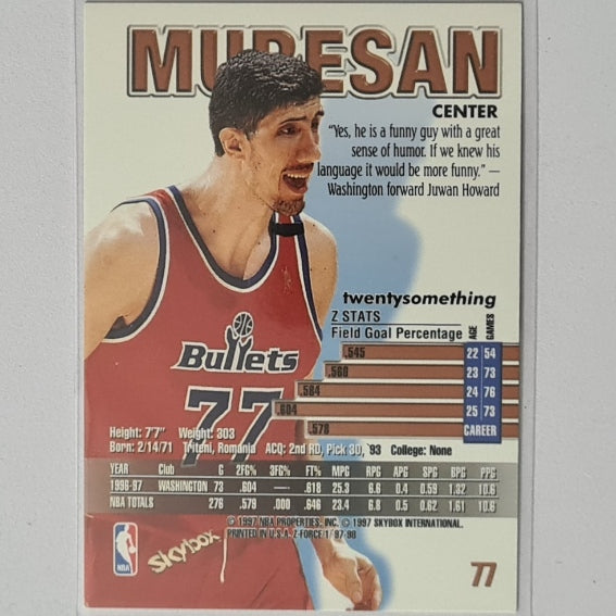 Gheorghe Muresan 1997 Skybox Z-Force #77 NBA Basketball Washington Bullets Excellent sleeved