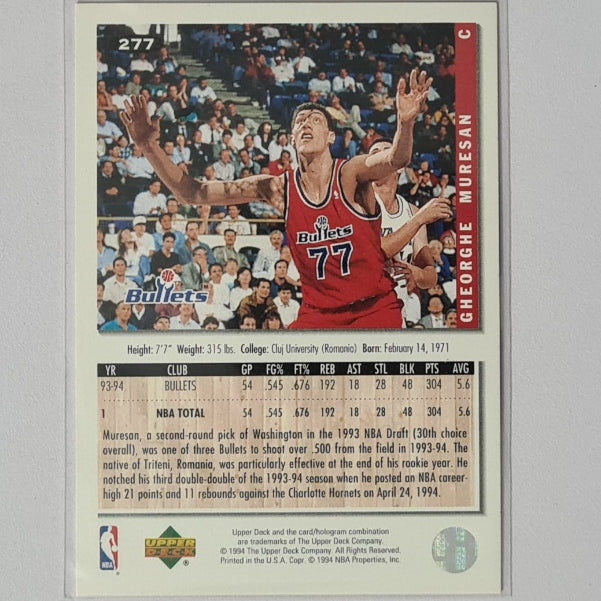 Gheorghe Muresan 1994 Upper-Deck Collectors Choice #277 NBA Basketball Washington Bullets Excellent sleeved