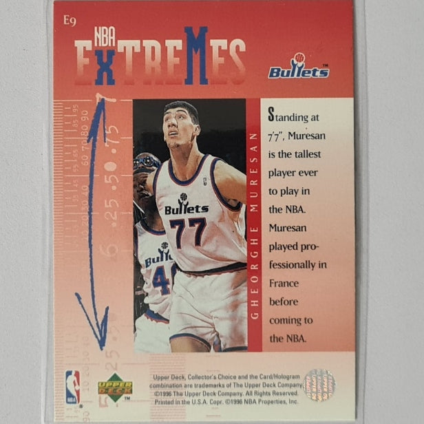Gheorghe Muresan 1996 Upper-Deck Collectors Choice Extremes E9 NBA Basketball Washington Bullets Excellent sleeved