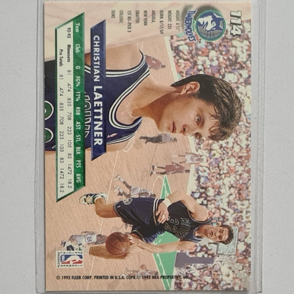 Christian Laettner 1993 Fleer Ultra 93-94 #114 NBA Basketball Minnesota Timberwolves Excellent