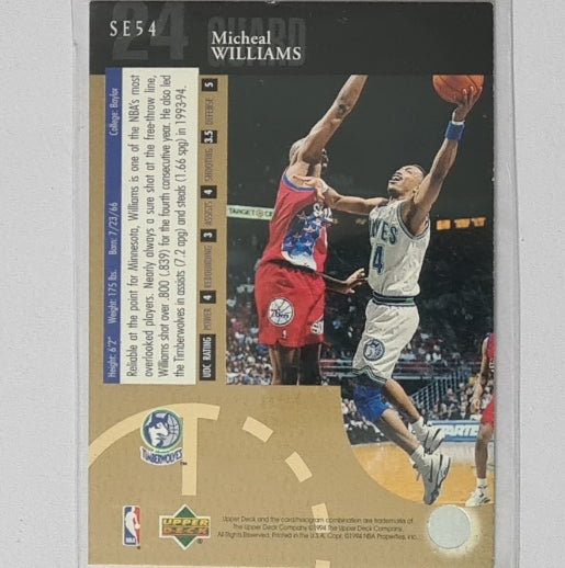 Michael Williams 1994 Upper-Deck gold foil SE54 NBA Basketball Minnesota Timberwolves very good-ex